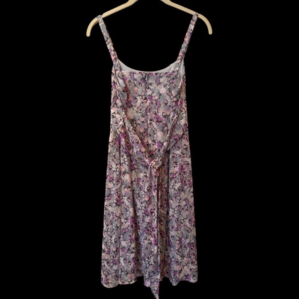 Vintage Dress Barn Floral Milk Maid Y2K Midi Dress W/ Tie Back Sz 4 - Picture 2 of 8